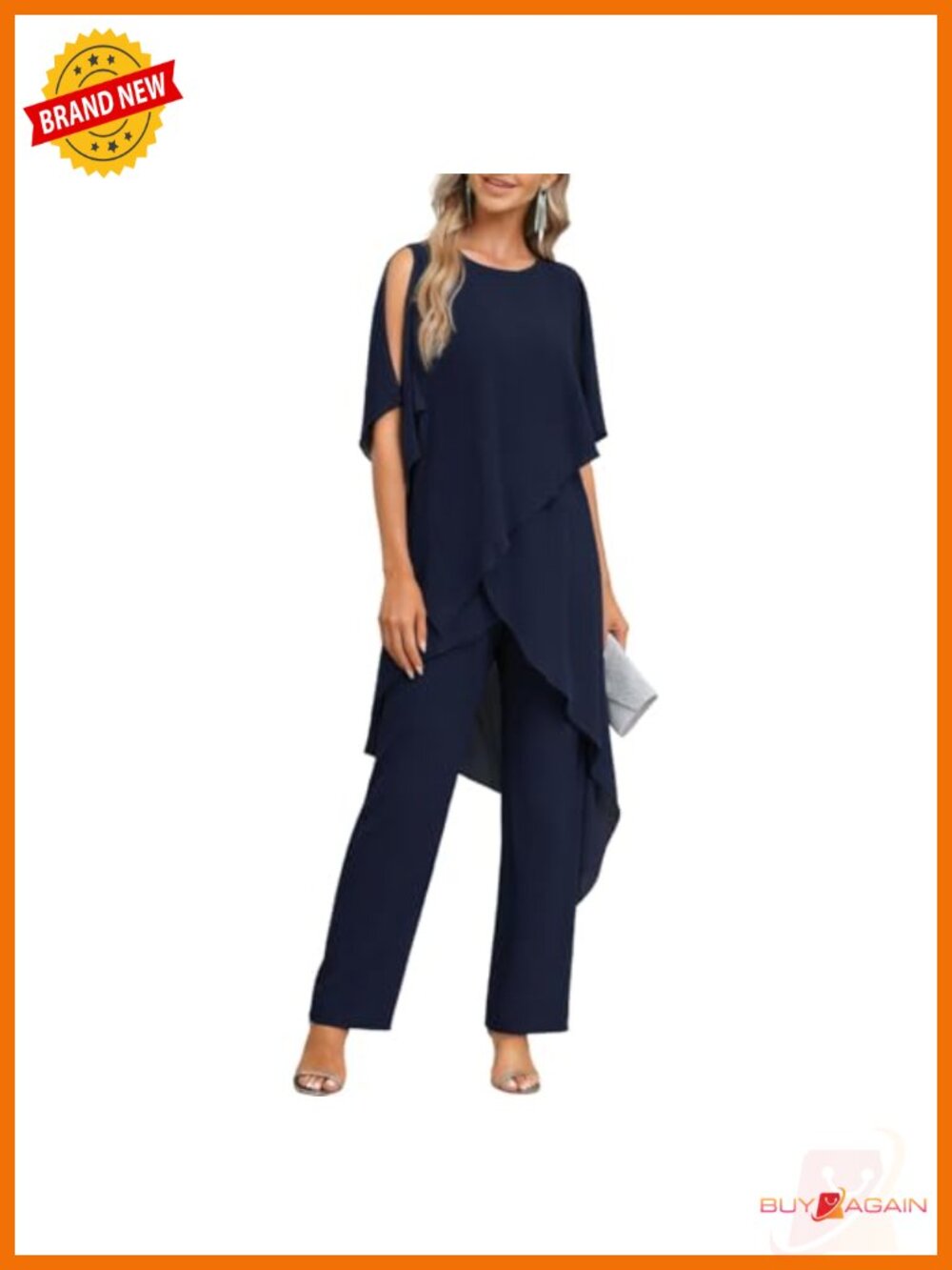 Women's Chiffon 2-Piece Pantsuit Set Mother of Bride Dressy